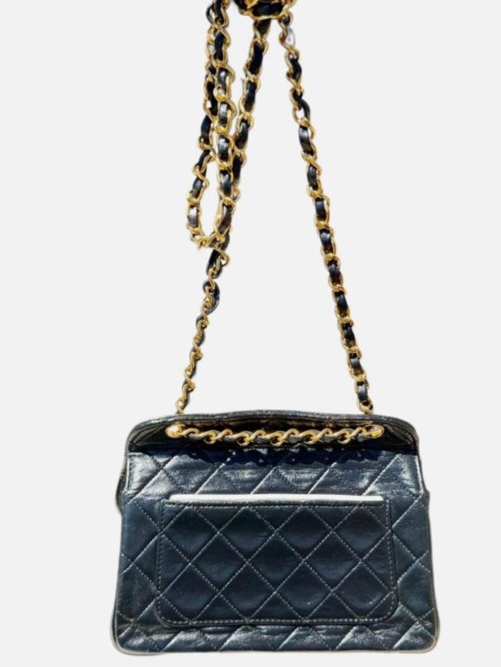 Vintage Chanel Black Lambskin Mini Single Flap Handbag - Picture 2 of 13